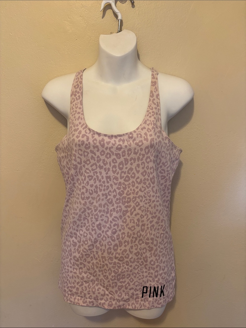 PINK Victoria's Secret Light Pink Leopard Print Scoop Tank